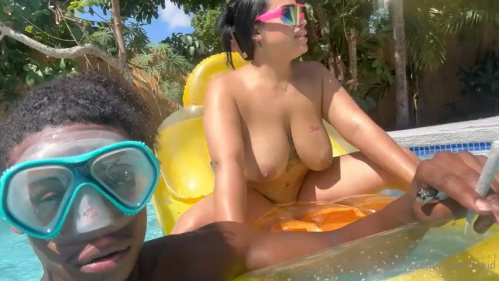 Image Of OnlyFans - BarbieDollStef - Poolside BBC Fuck With Lil D